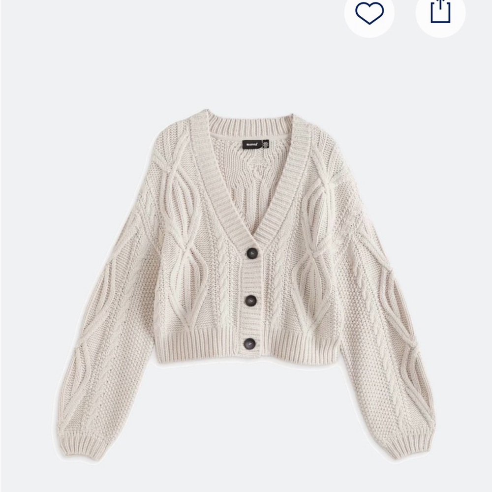 RD Style Cream Cable Knit Cardigan